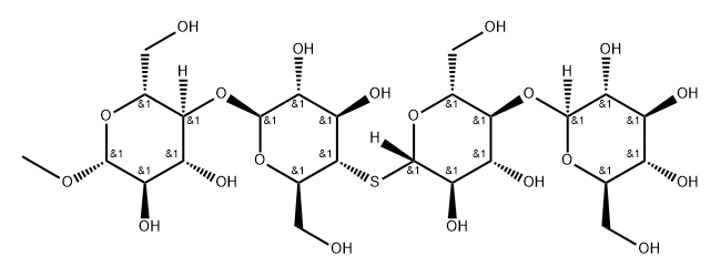 Methyl O-beta-D-glucopyranosyl-(1-4)-S-beta-D-glucopyranosyl-(1-4)-O-4-thio-beta-D-glucopyranosyl-(1-4)-beta-D-glucopyranoside Struktur