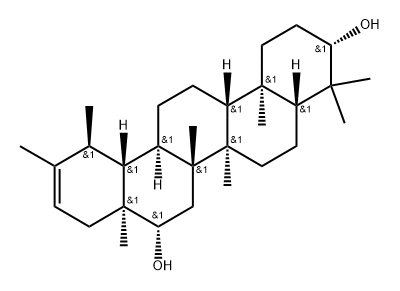 (18α,19α)-ウルサ-20-エン-3β,16β-ジオール 化学構造式