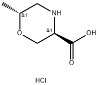 rac-(3R,6R)-6-methylmorpholine-3-carboxylic acid hydrochloride, 2059909-93-0, 结构式