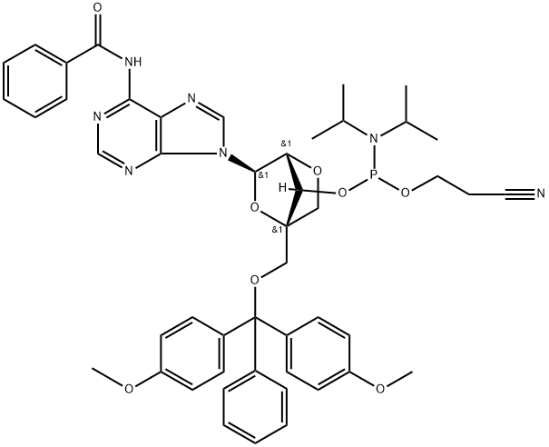 DMT-LOCA(BZ)AMIDITE 0.25G, ABI, SINGLE,206055-79-0,结构式