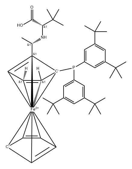 Ferrocene, 1-[bis[3,5-bis(1,1-dimethylethyl)phenyl]phosphino]-2-[(1S)-1-[[(1S)-1-carboxy-2,2-dimethylpropyl]amino]ethyl]-, (1S)-|
