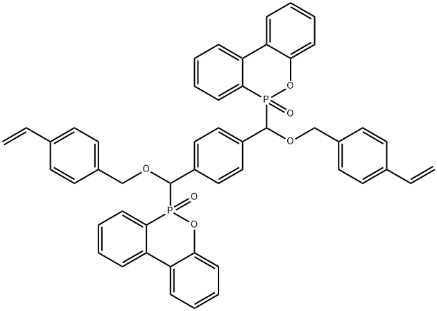 6H-Dibenz[c,e][1,2]oxaphosphorin, 6,6′-[1,4-phenylenebis[[(4-ethenylphenyl)methoxy]methylene]]bis-6,6′-dioxide Struktur
