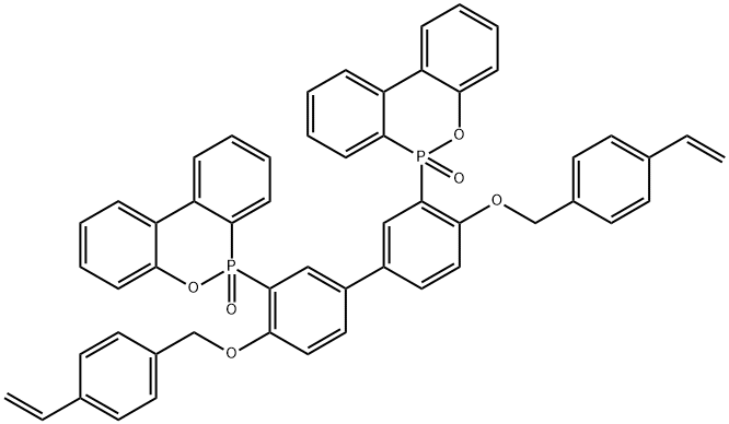 6H-Dibenz[c,e][1,2]oxaphosphorin, 6,6′-[4,4′-bis[(4-ethenylphenyl)methoxy][1,1′-biphenyl]-3,3′-diyl]bis-, 6,6′-dioxide Struktur