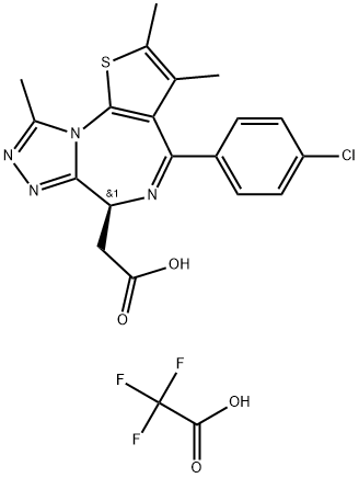 (6S)-4-(4-氯苯基)-2,3,9-三甲基-6H-噻吩并[3,2-F][1,2,4]噻唑并[4,3-A][1,4]二氮杂卓-6-乙酸三氟乙酸盐, 2069219-37-8, 结构式