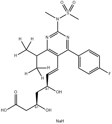 sodium:(E,3R,5S)-7-[4-(4-fluorophenyl)-6-(1,1,1,3,3,3-hexadeuteriopropan-2-yl)-2-[methyl(methylsulfonyl)amino]pyrimidin-5-yl]-3,5-dihydroxyhept-6-enoate Struktur