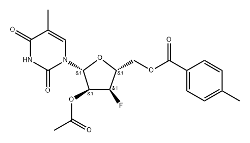 2'-O-Acetyl-5'-O-(p-toluoyl)-3'-deoxy-3'-fluoro-5-Methyluridine Struktur