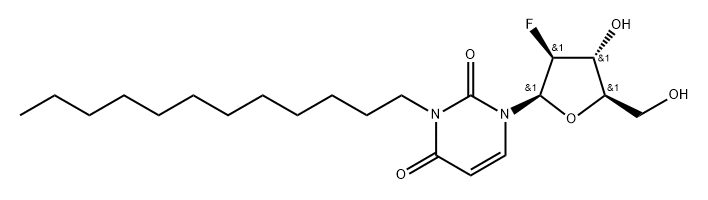 2'-Deoxy-2'-fluoro-N3-(n-dodecyl)-beta-D-arabinouridine Struktur