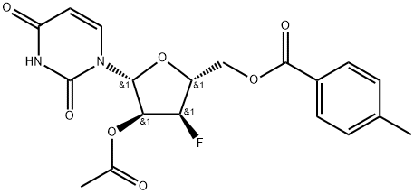 5'-O-Toluoyl-2'-O-acetyl-3'-deoxy-3'-fluorouridine Struktur