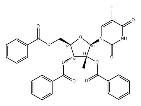 2',3',5'-Tri-O-benzoyl-2'-C-methyl-5-fluorouridine Struktur
