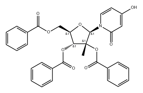 4-hydroxy-1-(2-C-methyl-2,3,5-tri-O-benzoyl-beta-D-ribofuranosyl)-2(1H)-pyridinone 结构式