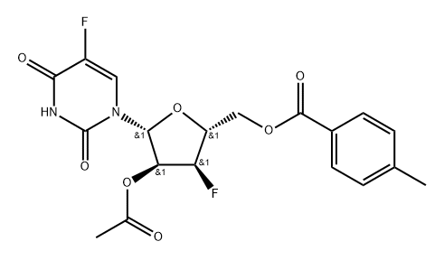 2'-O-Acetyl-5'-O-(p-toluoyl)-3'-deoxy-3'-fluoro-5-fluorouridine Structure