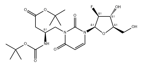 2'-Deoxy-2'-fluoro- N3-(2S)-[2-(tert-butoxy-carbonyl)aMino-3-carbonyl]propyl-beta-D-arabinouridine Struktur
