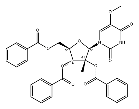 2',3',5'-Tri-O-benzoyl-2'-C-Methyl-5-Methoxyuridine Structure