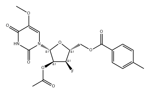 2'-O-Acetyl-5'-O-(p-toluoyl)-3'-deoxy-3'-fluoro-5-Methoxyluridine Structure
