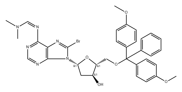 8-BROMO-5''-O-(DIMETHOXYTRITYL)-N6-(DIMETHYLAMINOMETHYLIDENE)-2''-DEOXYADENOSINE Struktur