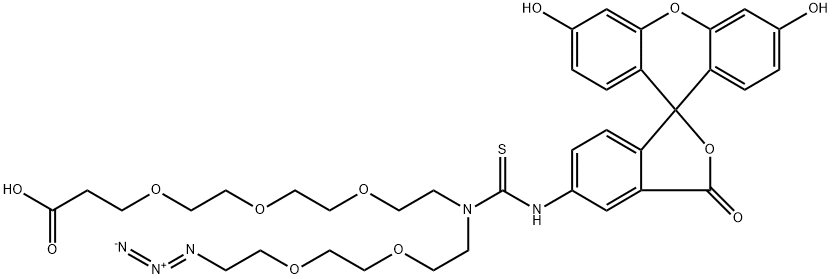 N-(Azido-PEG2)-N-Fluorescein-PEG3-acid Struktur