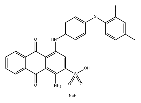2-Anthracenesulfonic acid, 1-amino-4-[[4-[(2,4-dimethylphenyl)thio]phenyl]amino]-9,10-dihydro-9,10-dioxo-, sodium salt (1:1) Struktur