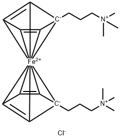 1,1'-ビス[3-(トリメチルアンモニオ)プロピル]フェロセンジクロリド 化学構造式