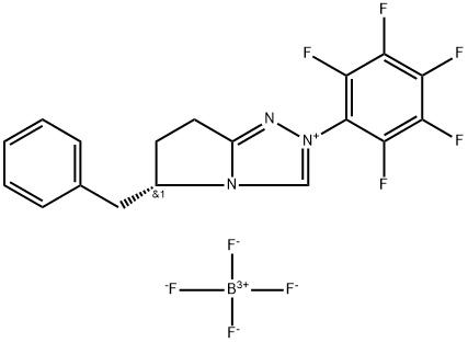 (S)-5-Benzyl-2-(perfluorophenyl)-6,7-dihydro-5H-pyrrolo[2,1-c][1,2,4]triazol-2-ium tetrafluoroborate Structure