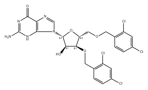3,5-Bis-O-(2,4-dichlorobenzyl)guanosine Struktur