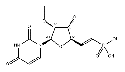 1-[(5E)-5,6-Dideoxy-6-phosphono-2-O-methyl-β-D-ribo-hex-5-enofuranosyl)uracil Struktur