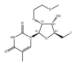5'-Deoxy-5'-iodo-2'-O-(2-methoxyethyl)-5-methyluridine 结构式