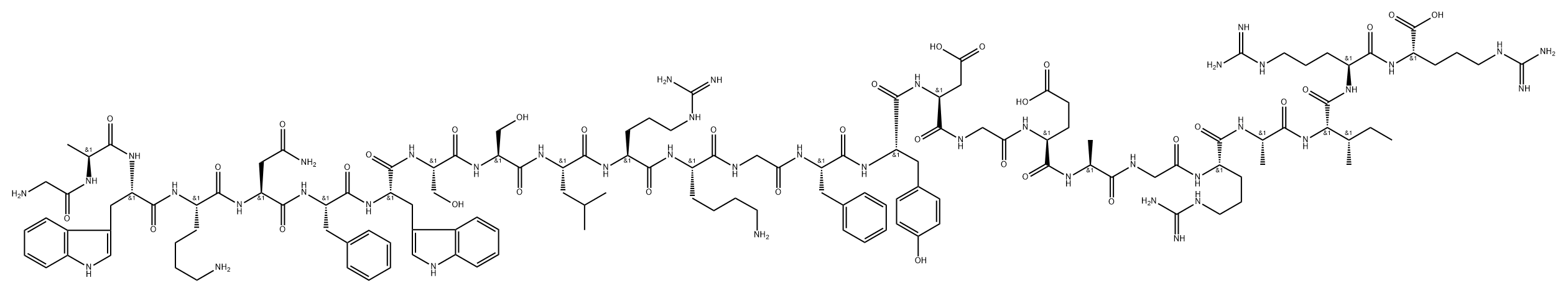 L-Arginine, glycyl-L-alanyl-L-tryptophyl-L-lysyl-L-asparaginyl-L-phenylalanyl-L-tryptophyl-L-seryl-L-seryl-L-leucyl-L-arginyl-L-lysylglycyl-L-phenylalanyl-L-tyrosyl-L-α-aspartylglycyl-L-α-glutamyl-L-alanylglycyl-L-arginyl-L-alanyl-L-isoleucyl-L-arginyl- Struktur