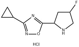 3-Cyclopropyl-5-(4-fluoropyrrolidin-2-yl)-1,2,4-oxadiazole hydrochloride Struktur