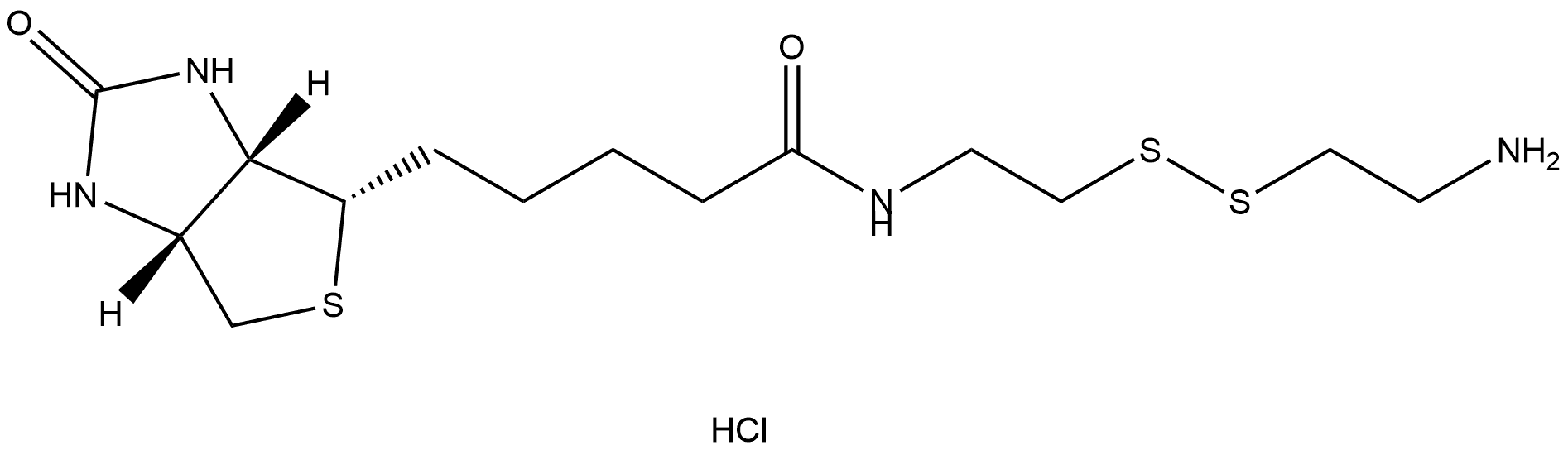 1H-Thieno[3,4-d]imidazole-4-pentanamide, N-[2-[(2-aminoethyl)dithio]ethyl]hexahydro-2-oxo-, hydrochloride (1:1), (3aS,4S,6aR)- Structure