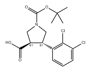 1,?3-?Pyrrolidinedicarboxy?lic acid, 4-?(2,?3-?dichlorophenyl)?-?, 1-?(1,?1-?dimethylethyl) ester, (3R,?4S)?- 化学構造式