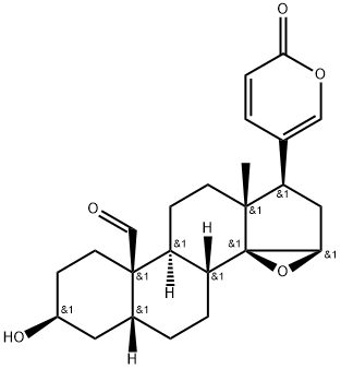 14,15β-エポキシ-3β-ヒドロキシ-19-オキソ-5β,14β-ブファ-20,22-ジエノリド 化学構造式