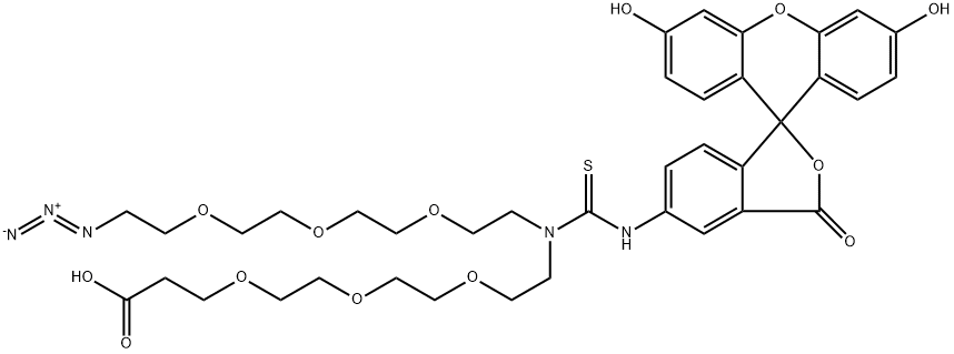 N-(Azido-PEG3)-N-Fluorescein-PEG3-acid Struktur