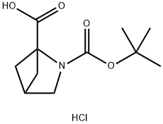 2-Azabicyclo[2.1.1]hexane-1,2-dicarboxylic acid, 2-(1,1-dimethylethyl) ester, hydrochloride (1:1) Struktur