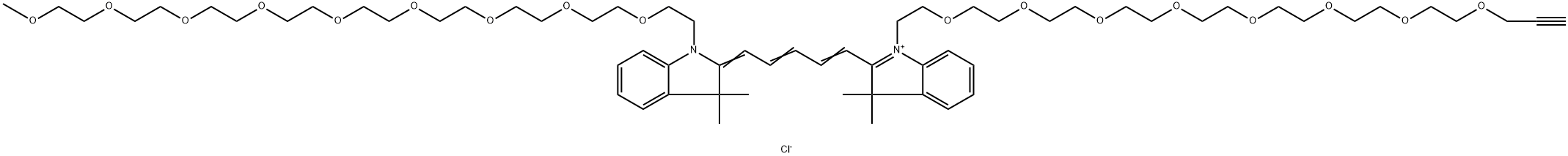 N-(m-PEG9)-N'-(propargyl-PEG8)-Cy5 Structure