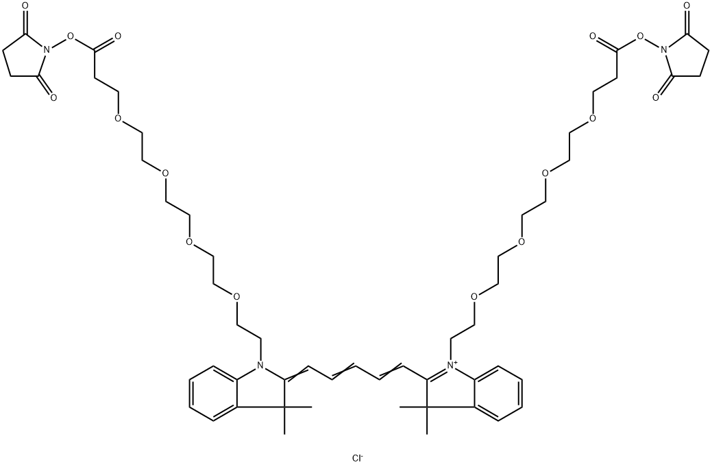 Bis-(N,N'-PEG4-NHS ester)-Cy5 化学構造式