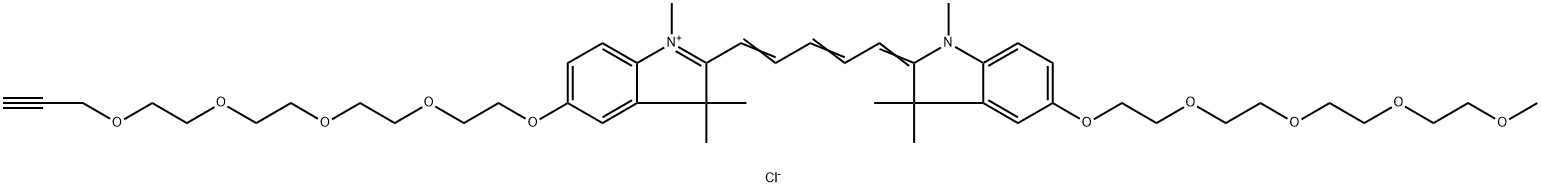 N-methyl-N'-methyl-O-(m-PEG4)-O'-(propargyl-PEG4)-Cy5,2107273-50-5,结构式