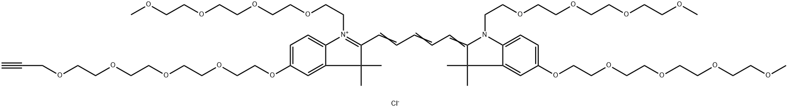 N-(m-PEG4)-N'-(m-PEG4)-O-(m-PEG4)-O'-(propargyl-PEG4)-Cy5 Structure