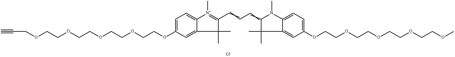 N-甲基-N'-甲基-O-(甲氧基-四聚乙二醇)-O'-(丙炔-四聚乙二醇)-CY3染料 结构式