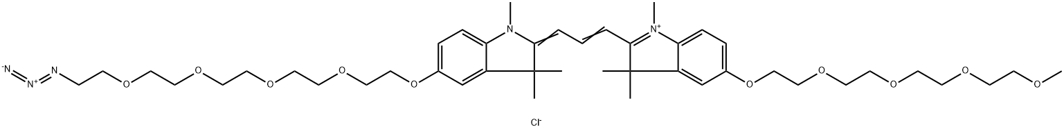 N-methyl-N'-methyl-O-(m-PEG4)-O'-(azide-PEG4)-Cy3,2107273-64-1,结构式
