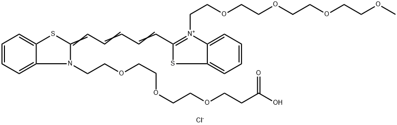 N-(m-PEG4)-N'-(Acid-PEG3)-benzothiazole Cy5 Struktur