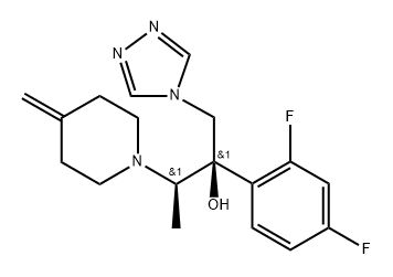 1-Piperidineethanol, α-(2,4-difluorophenyl)-β-methyl-4-methylene-α-(4H-1,2,4-triazol-4-ylmethyl)-, (αR,βR)- Struktur