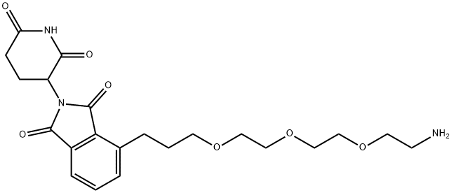 4-(3-(2-(2-(2-aminoethoxy)ethoxy)ethoxy)propyl)-2-(2,6-dioxopiperidin-3-yl)isoindoline-1,3-dione Struktur