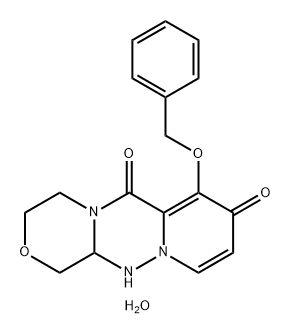 7-(benzyloxy)-3,4,12,12a-tetrahydro-
1H-[1,4]oxazino[3,4-c]pyrido[2,1-f][1,2,4]triazine-
6,8-dione, hemihydrate Structure