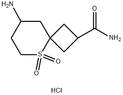8-AMINO-5,5-DIOXO-5LAMBDA6-THIASPIRO[3.5]NONANE-2-CARBOXAMIDE HYDROCHLORIDE 结构式