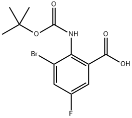 3-Bromo-2-((tert-butoxycarbonyl)amino)-5-fluorobenzoic acid Structure