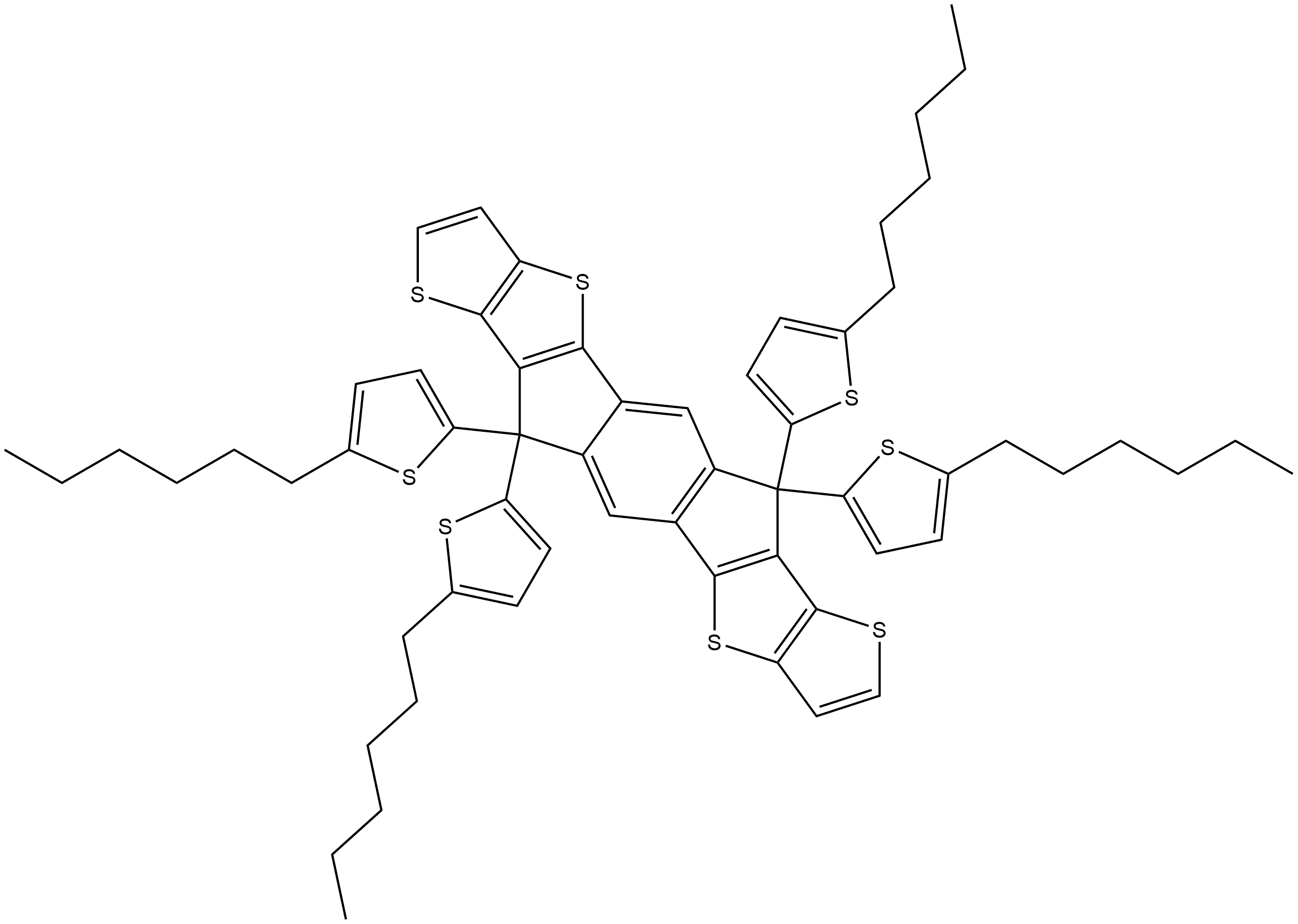 Dithieno[2,3-d:2',3'-d']-s-indaceno[1,2-b:5,6-b']dithiophene, 6,6,12,12-tetrakis(5-hexyl-2-thienyl)-6,12-dihydro- Structure