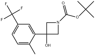 1-Azetidinecarboxylic acid, 3-hydroxy-3-[2-methyl-5-(trifluoromethyl)phenyl]-, 1,1-dimethylethyl ester 结构式