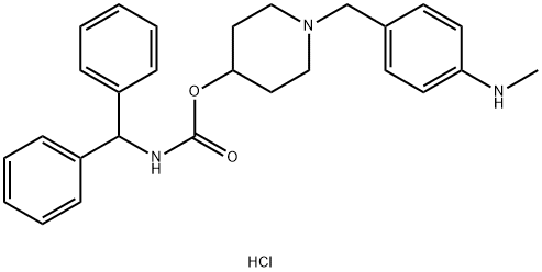 N-ベンズヒドリルカルバミド酸1-[4-(メチルアミノ)ベンジル]-4-ピペリジニル 化学構造式
