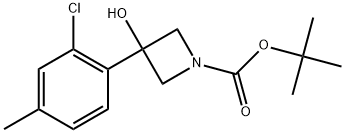 1,1-Dimethylethyl 3-(2-chloro-4-methylphenyl)-3-hydroxy-1-azetidinecarboxylate 结构式