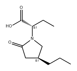 1-Pyrrolidineacetic acid, α-ethyl-2-oxo-4-propyl-, (αS,4S)- Structure